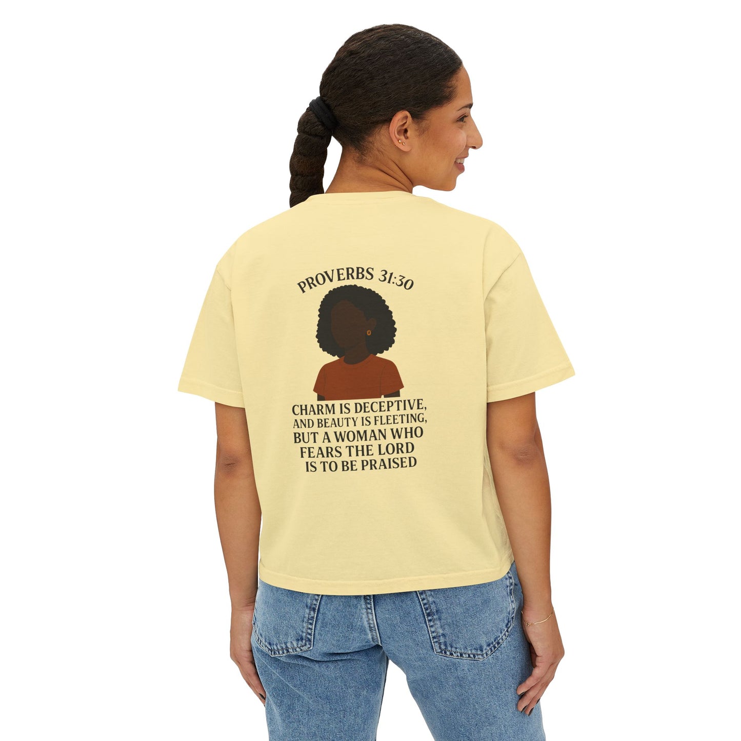 GraceGear Women Oversize Cropped Proverbs 31:30 T-Shirt