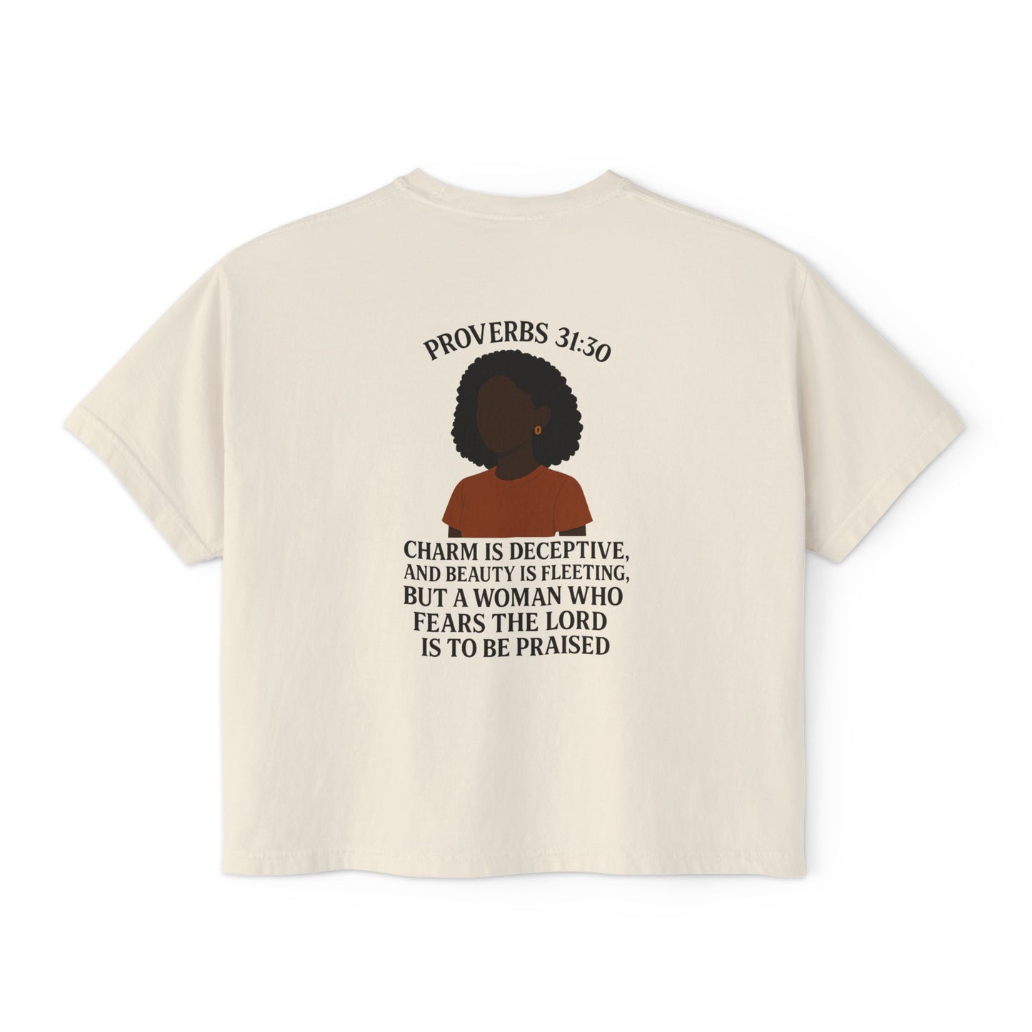 GraceGear Women Oversize Cropped Proverbs 31:30 T-Shirt