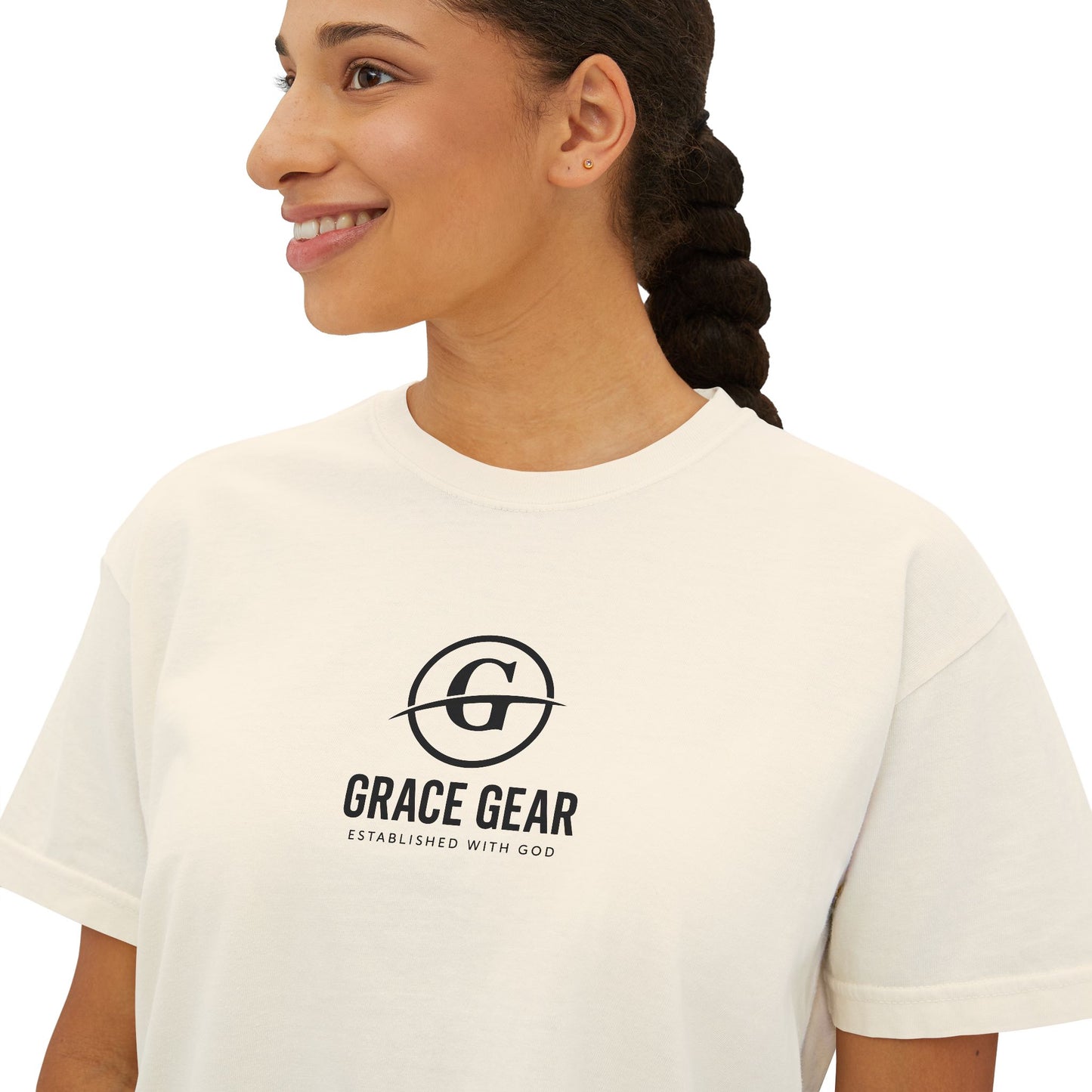 GraceGear Women Oversize Cropped Proverbs 31:30 T-Shirt