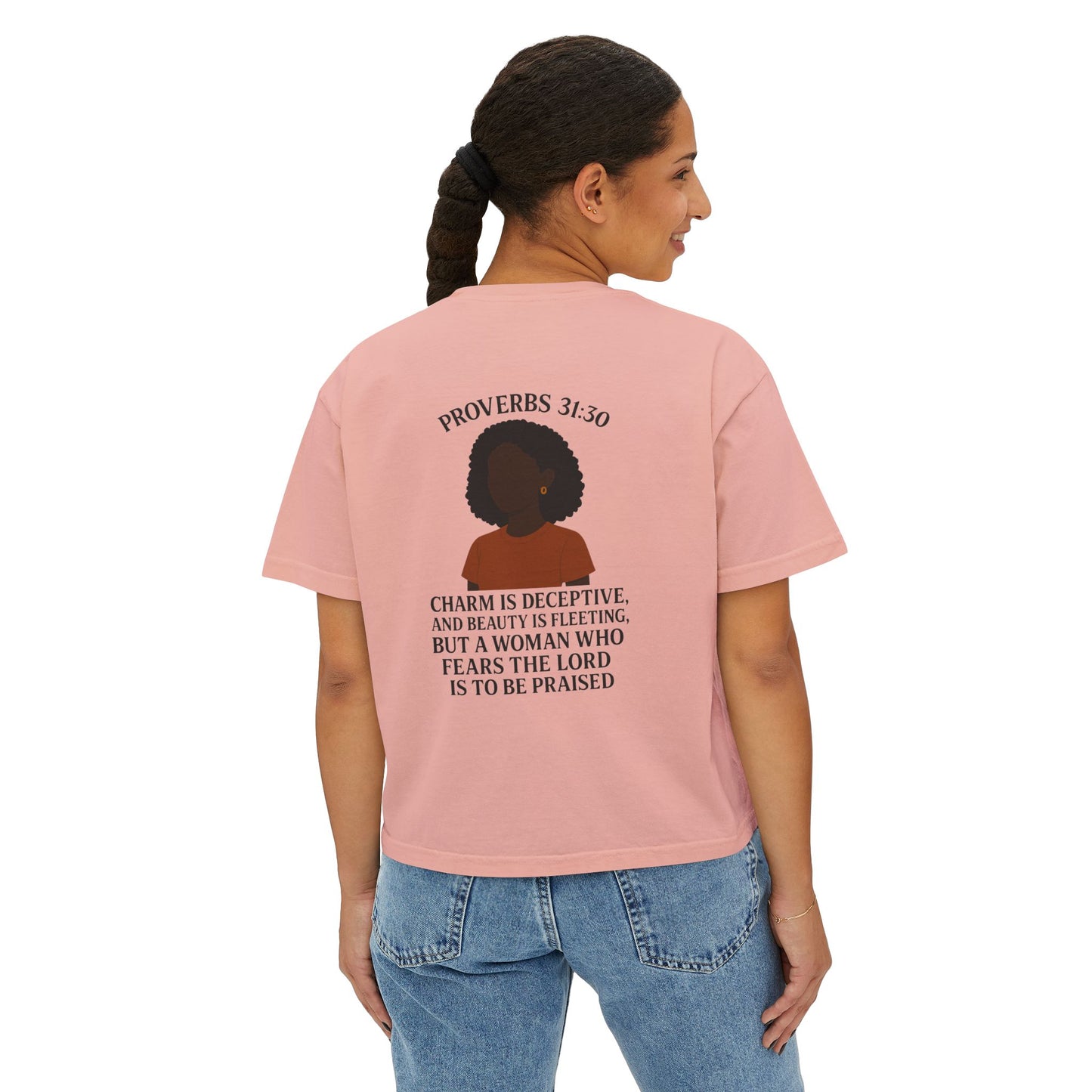 GraceGear Women Oversize Cropped Proverbs 31:30 T-Shirt