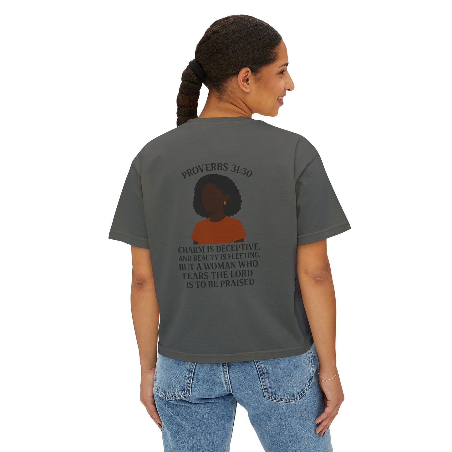 GraceGear Women Oversize Cropped Proverbs 31:30 T-Shirt