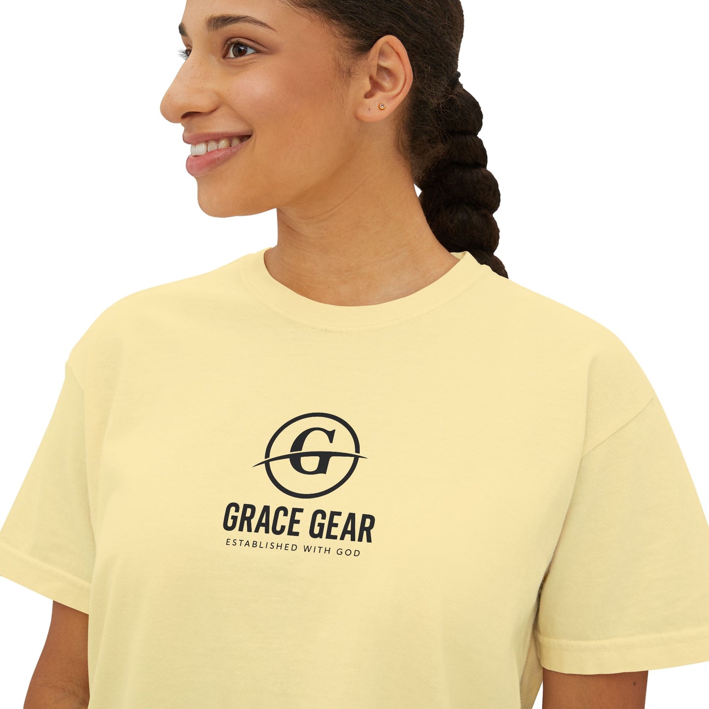 GraceGear Women Oversize Cropped Proverbs 31:30 T-Shirt