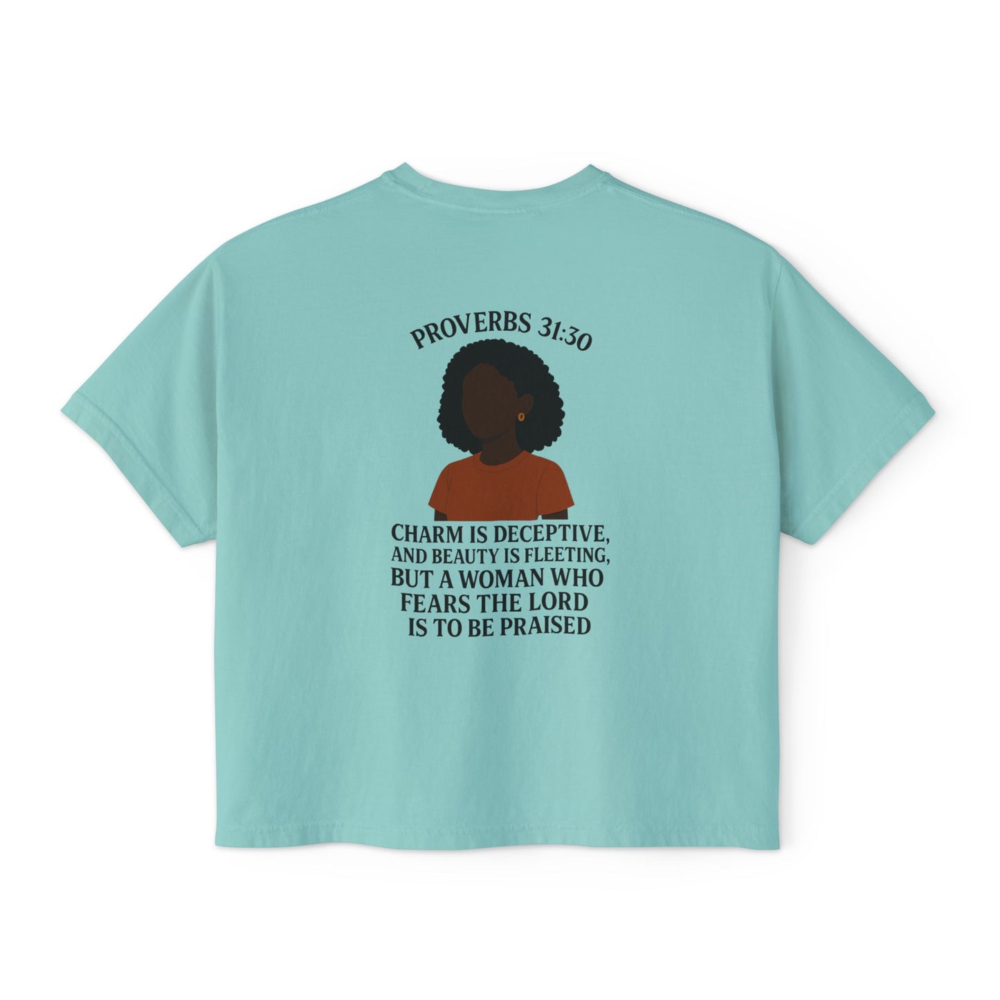 GraceGear Women Oversize Cropped Proverbs 31:30 T-Shirt