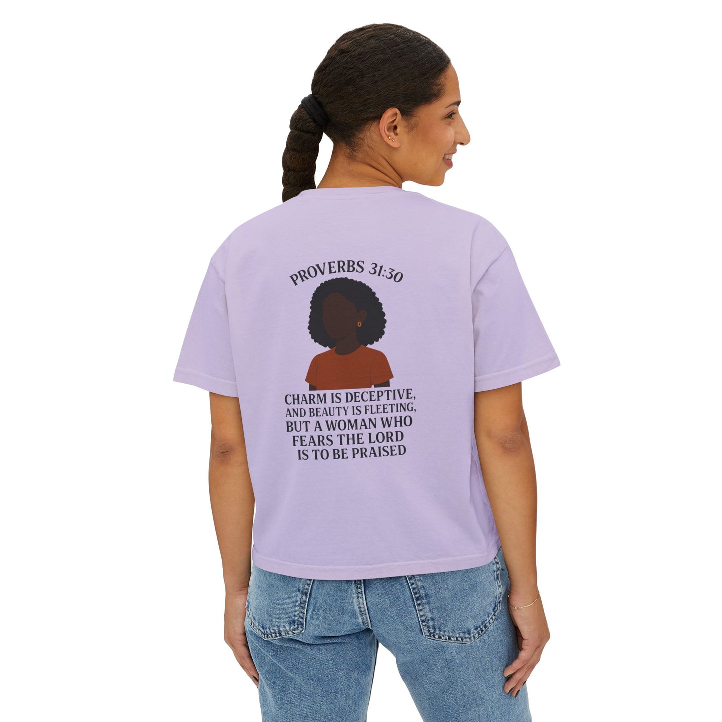 GraceGear Women Oversize Cropped Proverbs 31:30 T-Shirt