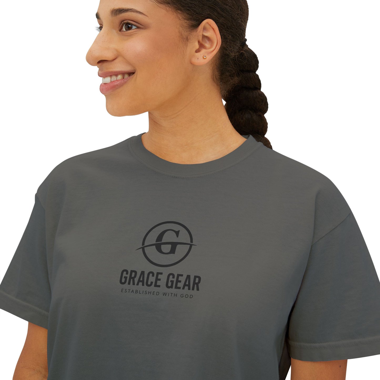 GraceGear Women Oversize Cropped Proverbs 31:30 T-Shirt