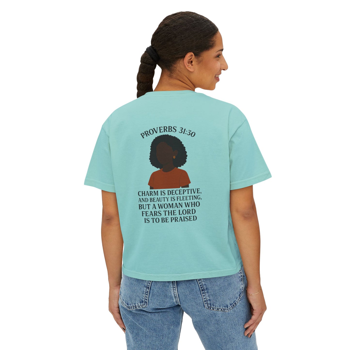 GraceGear Women Oversize Cropped Proverbs 31:30 T-Shirt