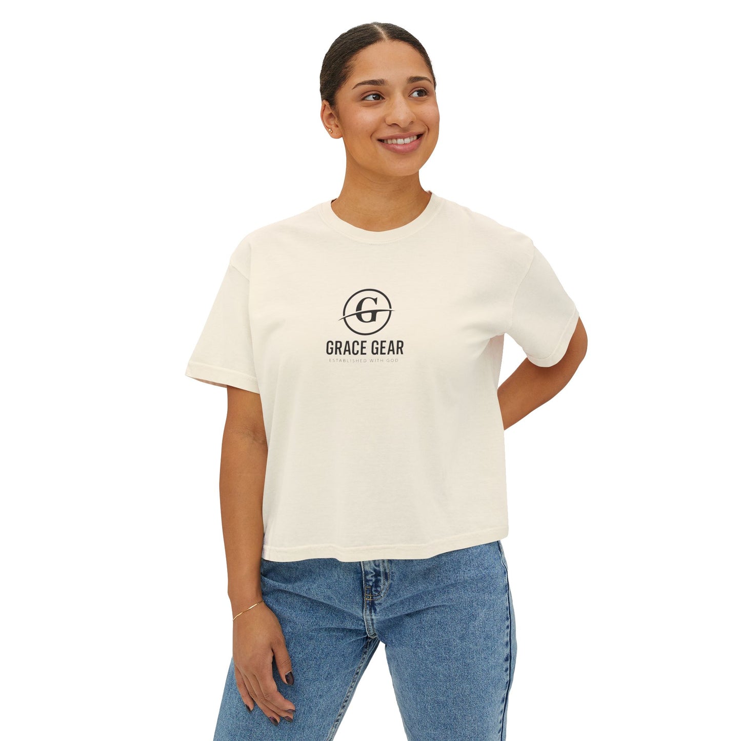 GraceGear Women Oversize Cropped Proverbs 31:30 T-Shirt